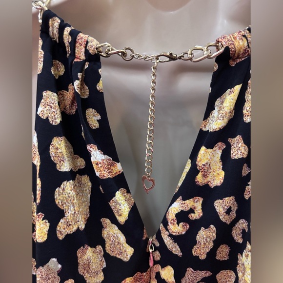 Thalia Sodi Black & Gold Leopard Print Halter Romper Size XS - Picture 4 of 15
